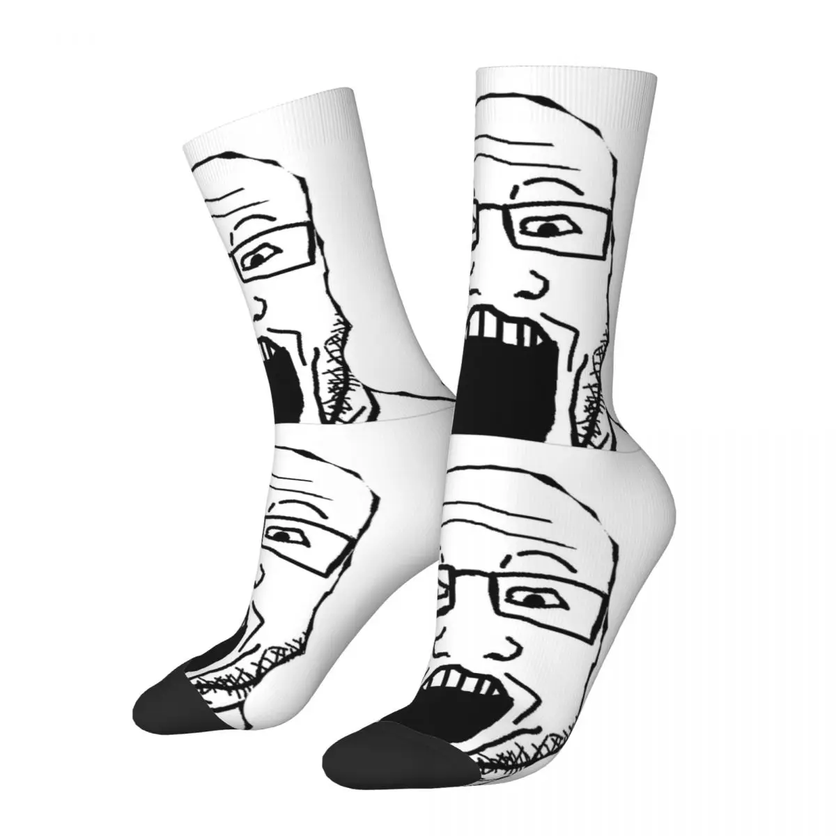 Front Facing Soyjak Stockings Smiling Wholesome Wojak Soyjak Graphic Retro Socks Spring Anti Slip Socks Men Medium Soft Socks