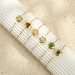Badu Vintage Turquoise Tiger Eye Natural Stone Charm Bracelets for Women Stainless Steel Chain Fashion Jewelry Gifts