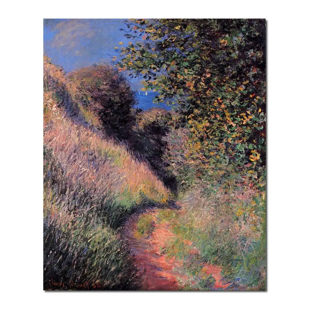 

Hand Painted Oil paintings Claude Monet Canvas art Path at Pourville High quality home decor