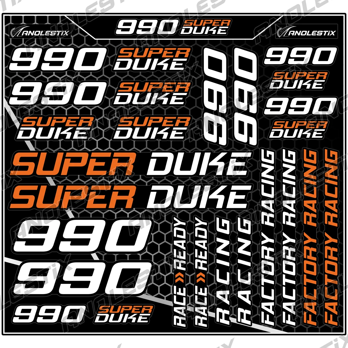 Vinyl Motocross Motorcycle Stickers Logo Set Emblem Tank Decals For KTM Super Duke 990