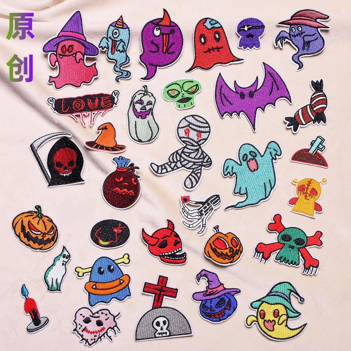 Halloween Demon Embroidery Cloth Stickers, Scary Pumpkin Bat Patch, Jeans Coat, Punk Badge, DIY Iron On Patches Accessories