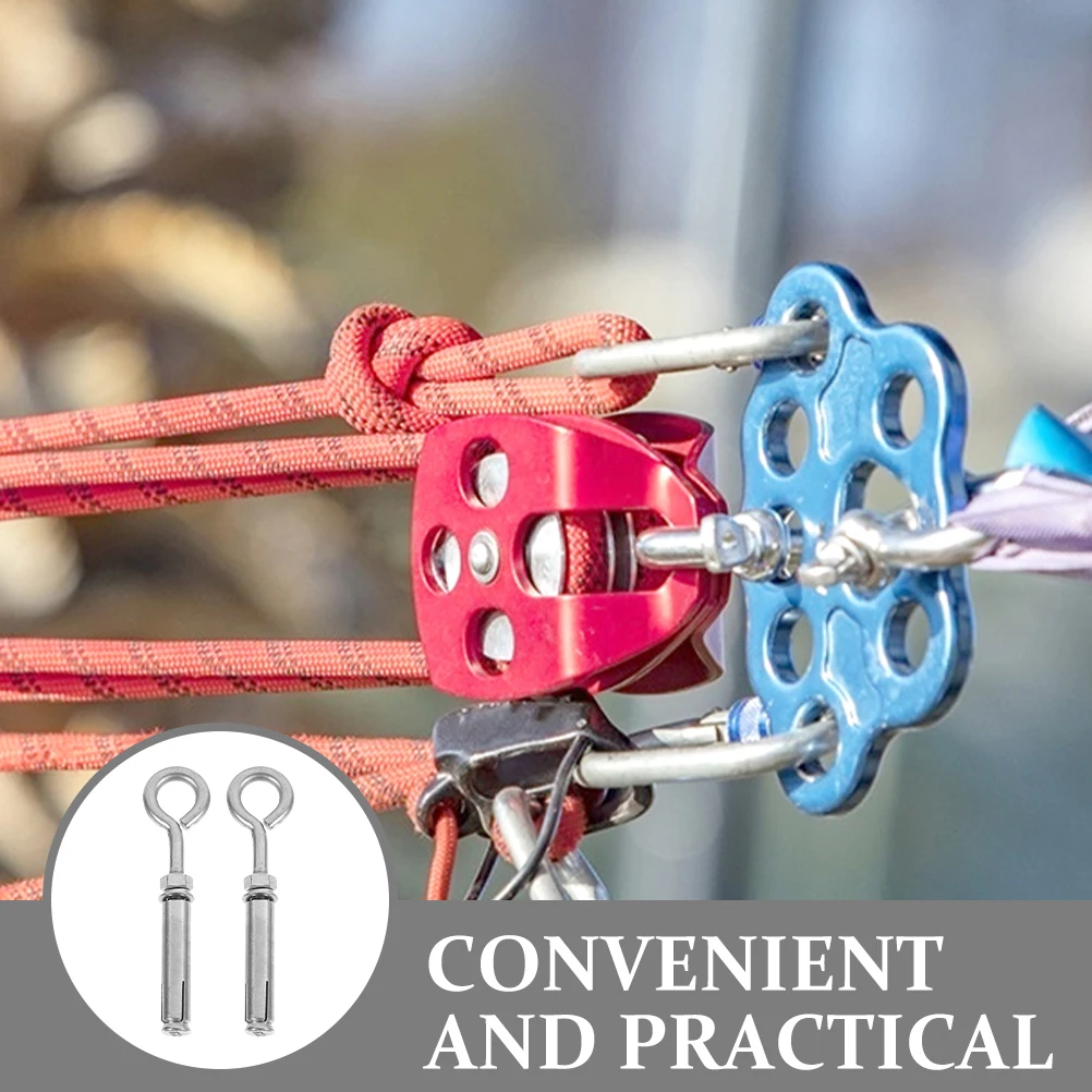 

2pcs Stainless Steel Expansion Bolts with Ring Eye Screws Heavy Duty Wall Anchors for Concrete Brick Fixing