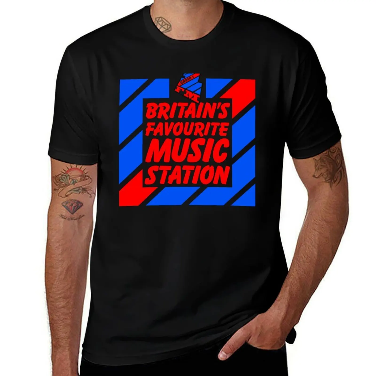 

beebthings Radio 1 FM - Britain's favourite music station T-Shirt vintage graphic tee baggy shirts men workout shirt