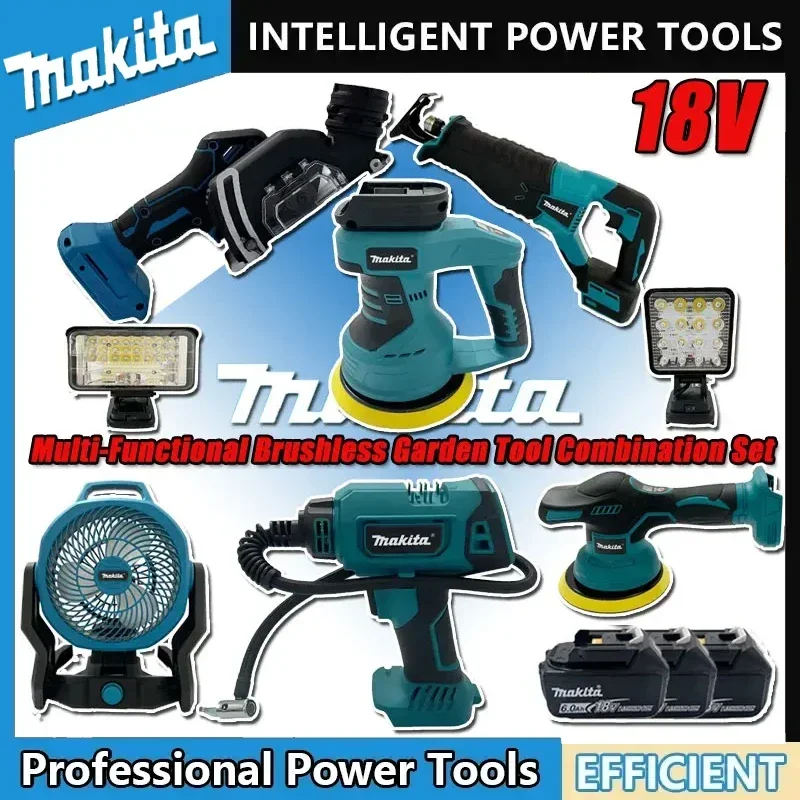 

Бесщеточный аккумуляторный ударный перфоратор Makita, угловая шлифмашина, электрическая циркулярная пила, комбинированный набор инструментов, совместимый с аккумулятором 18В