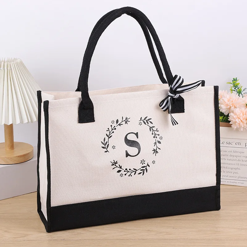 Canvas Tote Bag Letter Birthday Wedding Gift Personalized Boutique Business Logo Fashion Big Capacity Shopping Bag Bolsos 2025