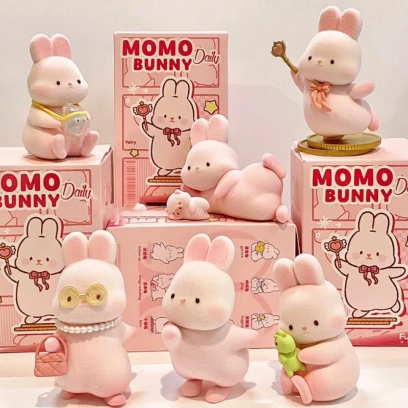 Momo Rabbit Daily Series Cute Blind Box Toys Anime Action Figures Doll Models Mystery Box Kawaii Collection Guess Bag Kids Gift