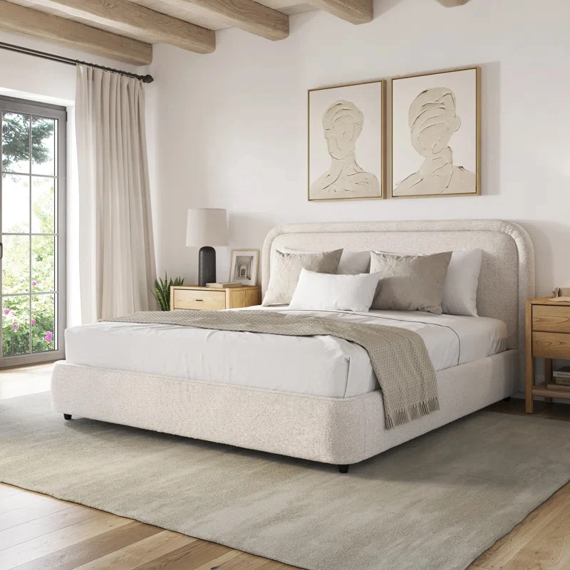 Cream Style Fashionable White Bed Cream Wedding Luxury Double Bed Comfortable Apartment Bedroom Furniture