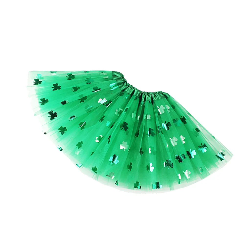 

1Pcs Girls St Patricks Tutu Skirt Elastic Waist Shamrock Clover Princess Costume Birthday Party Dance Photography