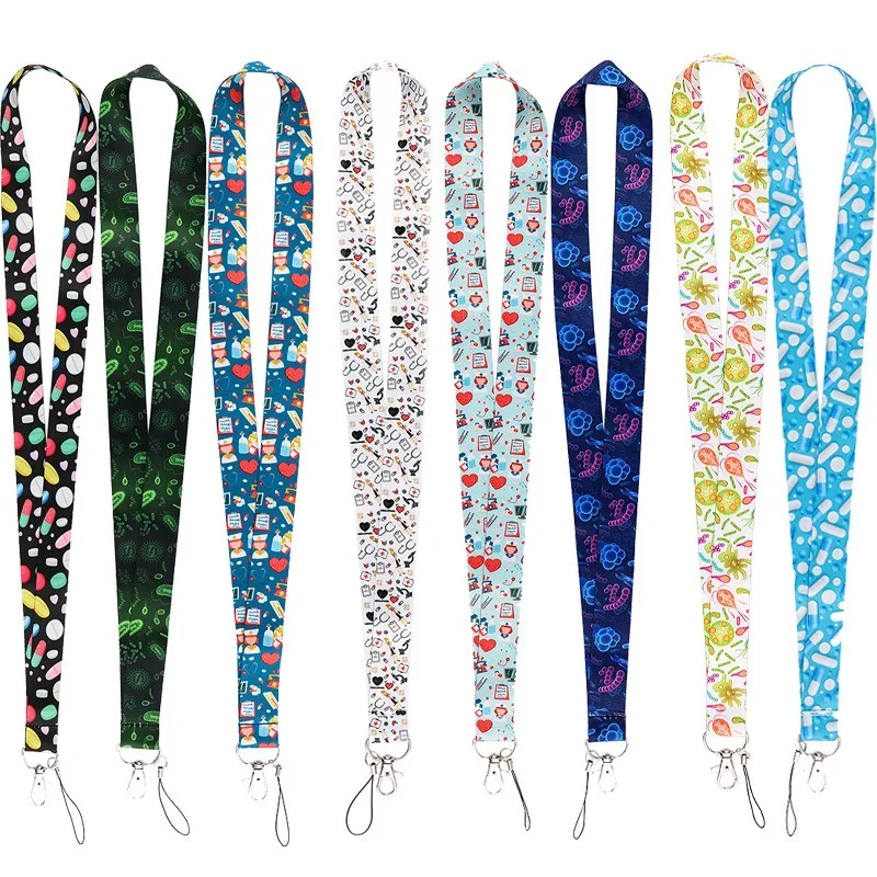 

10 pcs Cartoon Lanyards Neck Strap for Nurse Doctor ID Badge Straps Card Holder DIY Cell Phone Hanging Rope Tether Rope