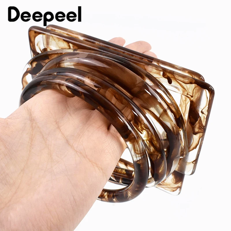 

2 шт. янтарные пластиковые ручки для женских сумок, акриловые O/D-образные кольца, сменные ручки для плетеных сумок, рамка для сумки, аксессуары для сумок DIY