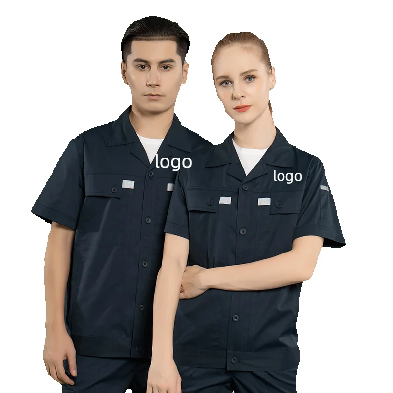Summer Short Sleep Workshop Work Suit Uniform Coat Customized Name Printed Logo Factory Paint Repair Welder Jacket