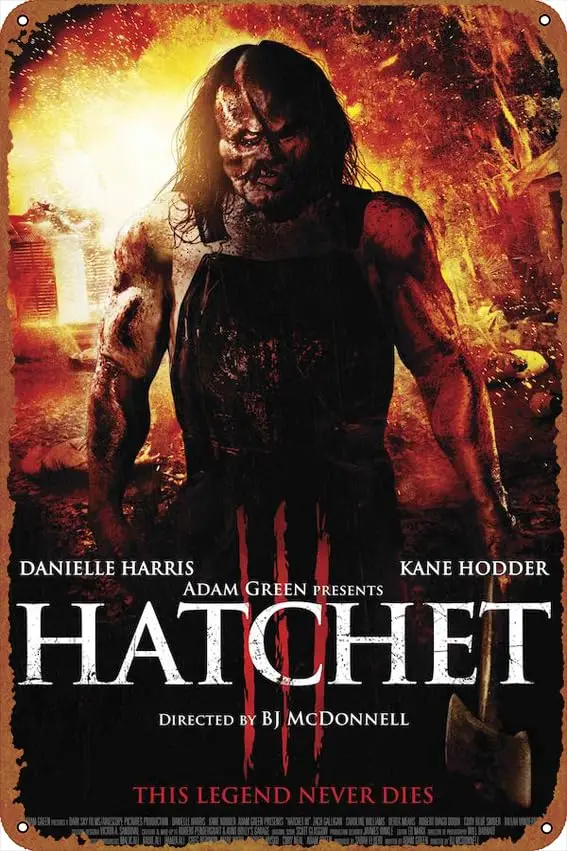 Hatchet III Metal Tin Sign Garage Sign Wall Decoration Old Car Shop Movie Poster Oil Station Sign 8 × 12 inches