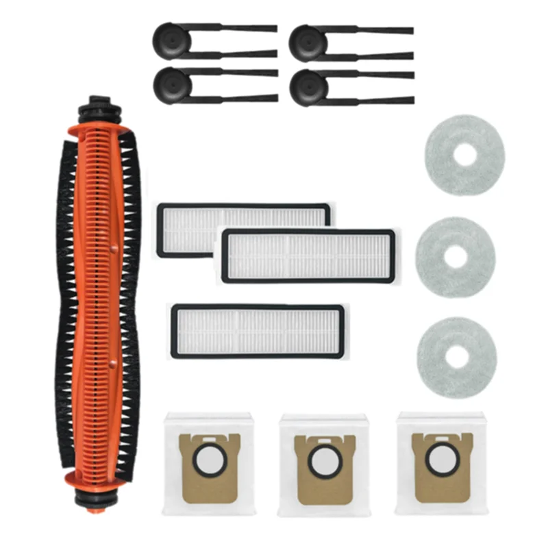 

B04B-15PCS For Xiaomi Mijia M40S/OV31CN Vacuum Cleaner Parts Main Roller Side Brush Hepa Filter Mop Cloth Dust Bags