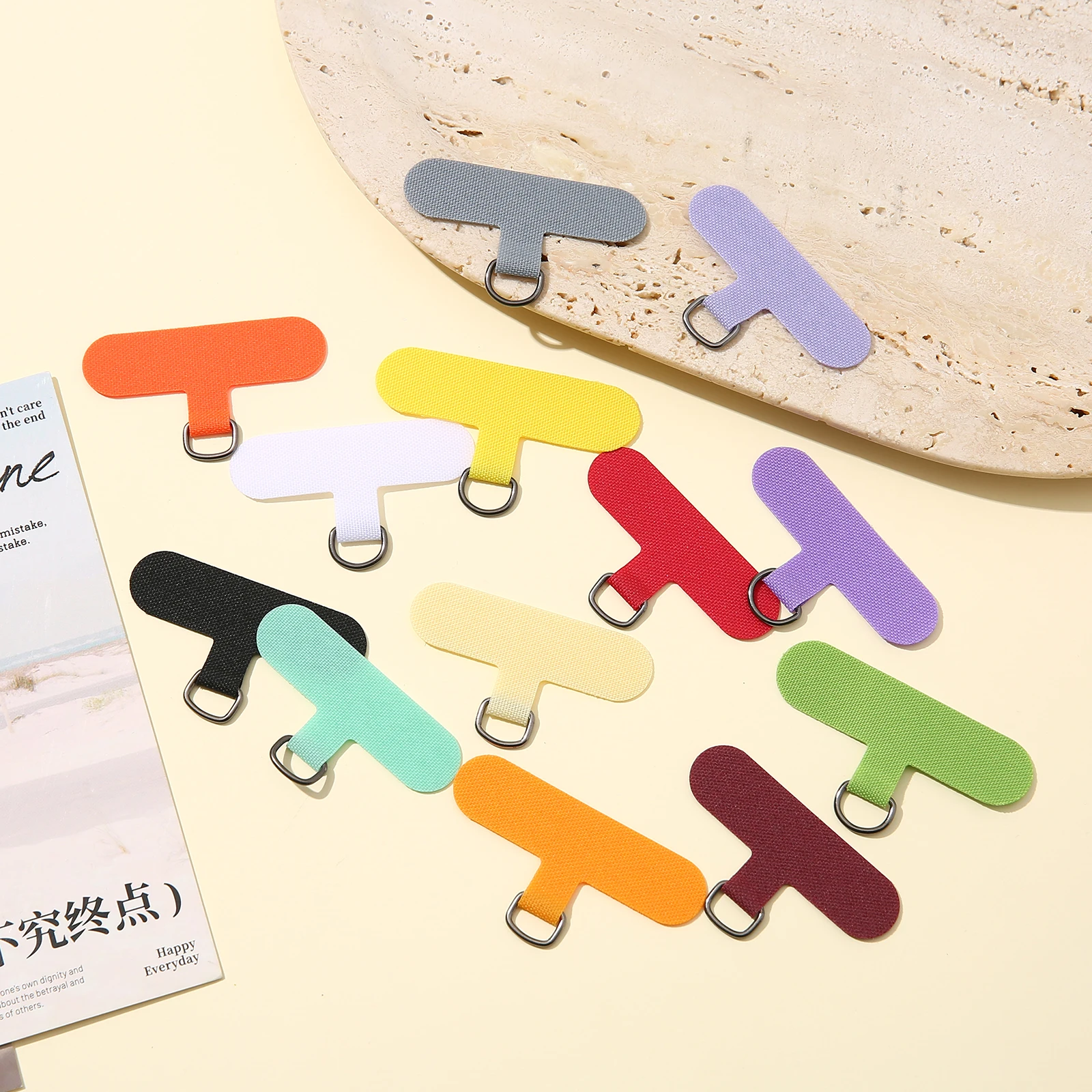 1/2/5/10/20/50 pcs Colorful Oxford Cloth Phone Case Hanging Patch with D-Ring, No Glue Needed Phone Strap Connector