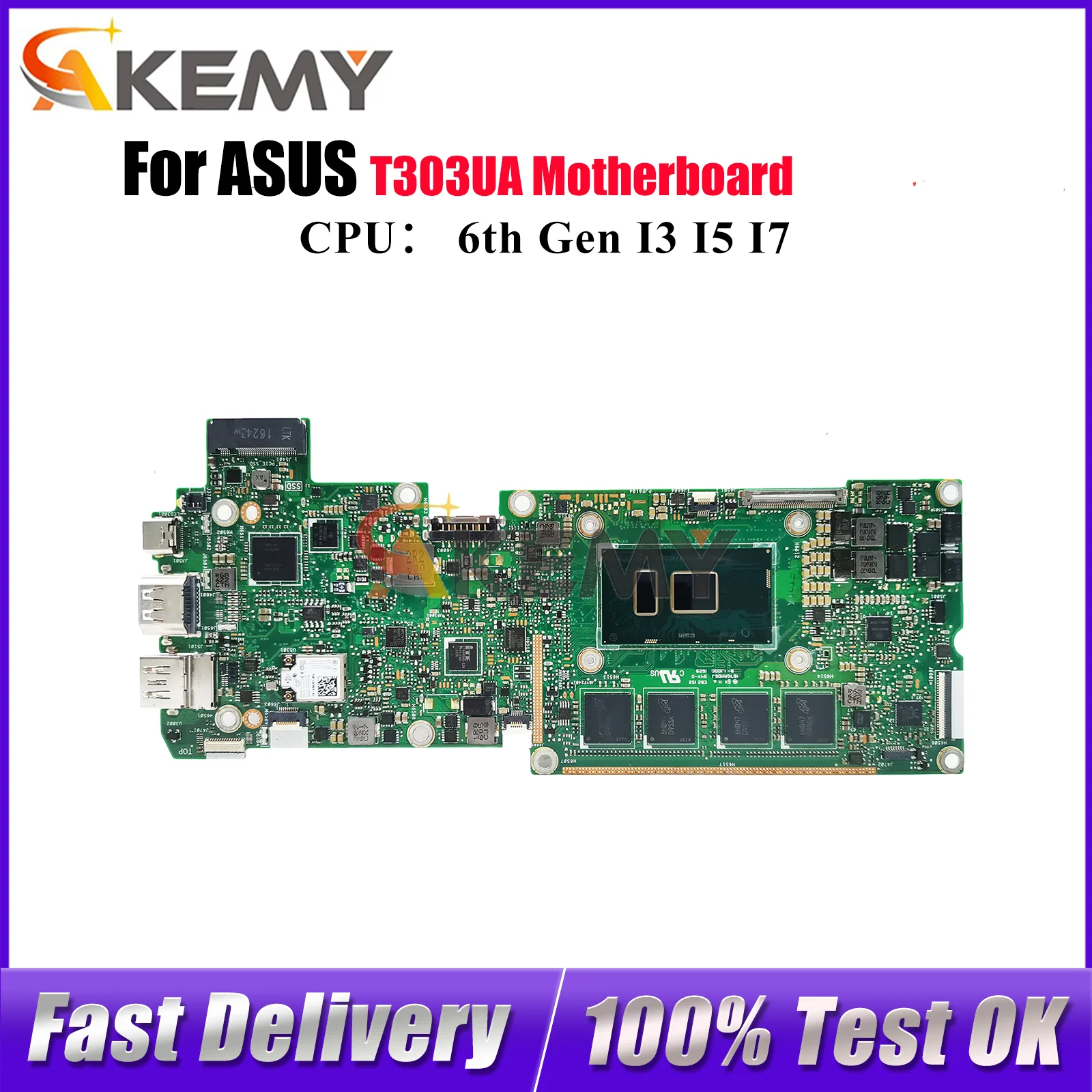 

T303UA Материнская плата для ноутбука ASUS Transformer T303UA T303U Материнская плата для ноутбука с процессором I3 I5 I7 100% тестирование ОК быстрая доставка stk
