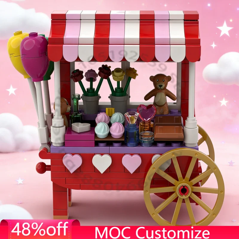 

183 PCS Couple Valentines Day Cart MOC Customize Modular Building Block Kids Design Simple Technology DIY Boys Toy Birthday Gift