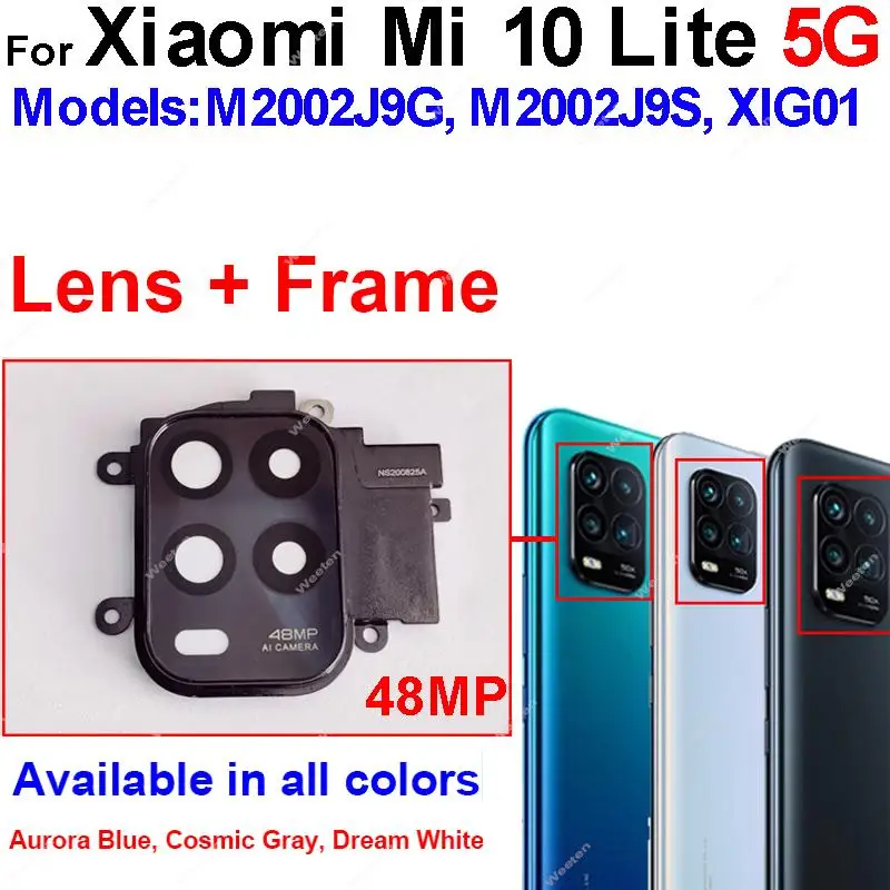 For Xiaomi Mi 10 10 Pro 10 Lite 10 Ultra Rear Back Main Camera Lens Glass Frame Holder Glass Lens Cover Replacement