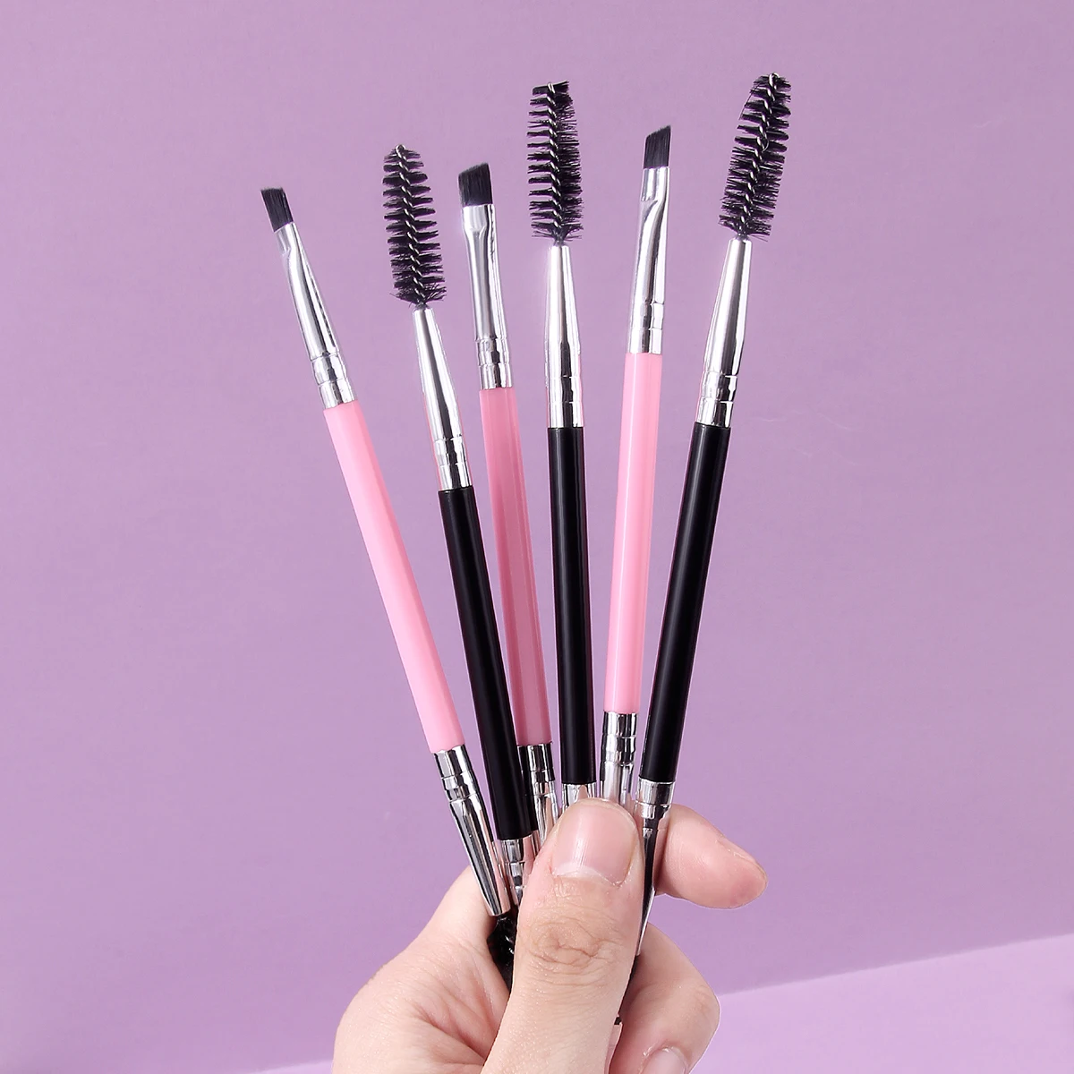 6 pinceaux doux à double pointe pour sourcils, pinceaux pour eye-liner, pinceaux de précision, pinceaux de maquillage portables multifonctionnels, outils de maquillage pour les yeux