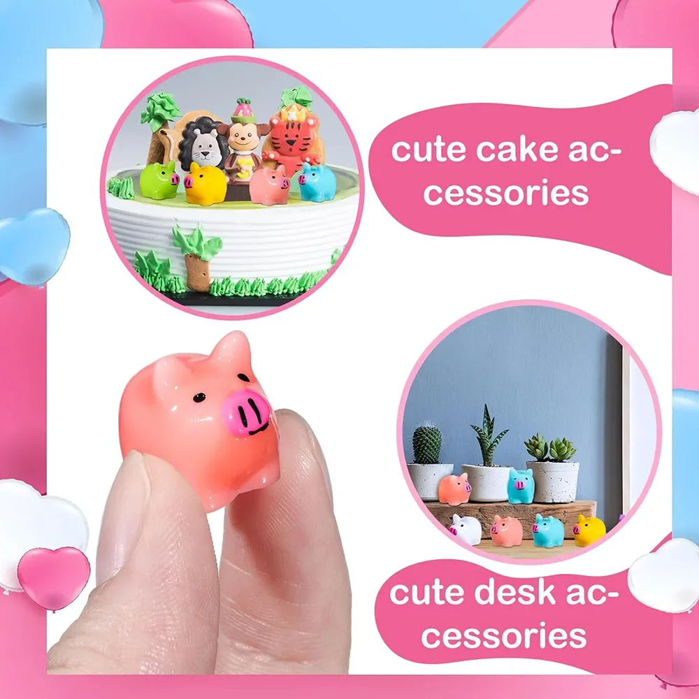 Mini Resin Pig Miniature Piggy Figures Garden Landscape Dollhouse Aquarium Potted Plant Room Decorations DIY Party Toys