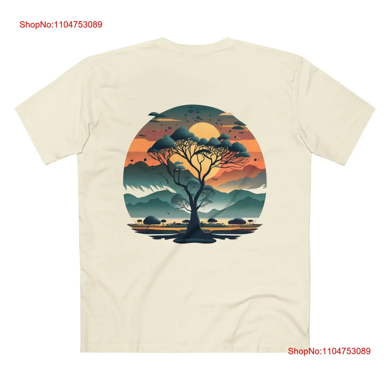 Camiseta Nature Tree Valley Savannah Sunset para hombre, ropa de calle vintage lavada, Unisex, informal, suave y transpirable