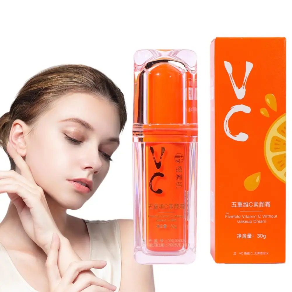Vitamin C Face Cream Whitening Five VC Tone Up Cream Moisturizer Spots Aging Skin Care Anti Remover Brightening Pimple Wrin Y9W1