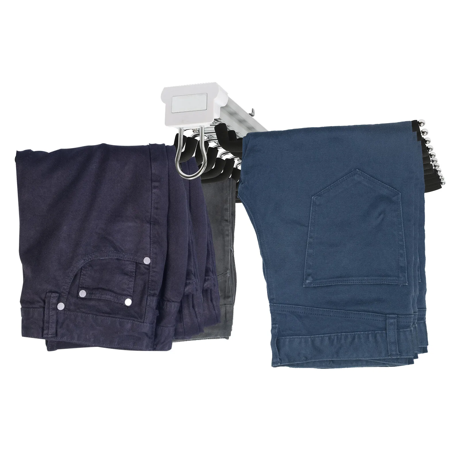 شماعة بنطال منزلق مكونة من 22 قضيبًا، ورف بنطلون يحمل بوزن 33 رطلًا مع رغوة متدفقة، ومنظم خزانة هادئ قابل للسحب #5