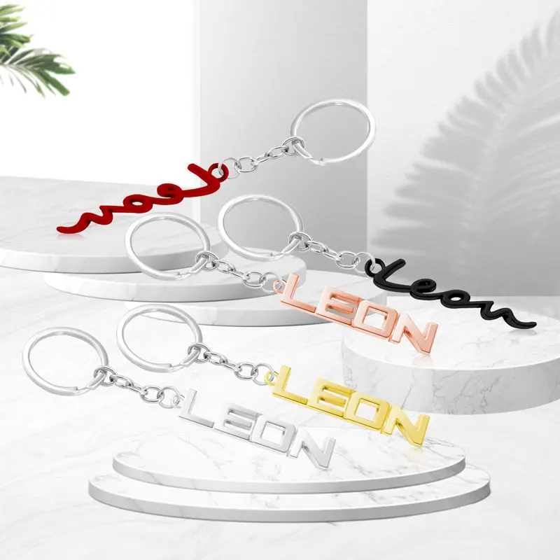 For Seat Leon Logo Zinc Alloy Emblem Metal Car KeyChain Key Chain Keyring Key Ring Badge Letter Decoration Car Styling