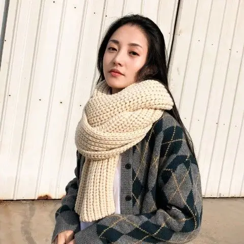 

Woolen scarf for women in autumn and winter, Korean version for girls, British and Japanese thick knitting scarf