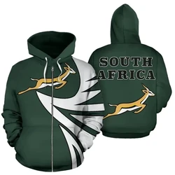 South Africa Map Flag 3D Print Zipper Hoodies For Men Clothes Fashion Springboks Sweatshirts National Emblem Pullovers Boy Tops