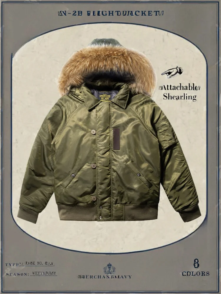 

Thiened Cotton Pilot Jaet N2B ort Холодостойкий американский ретро авиапочтой Хутряный воротник с капюшоном Anti-Cold Youth Faion Ci Work...