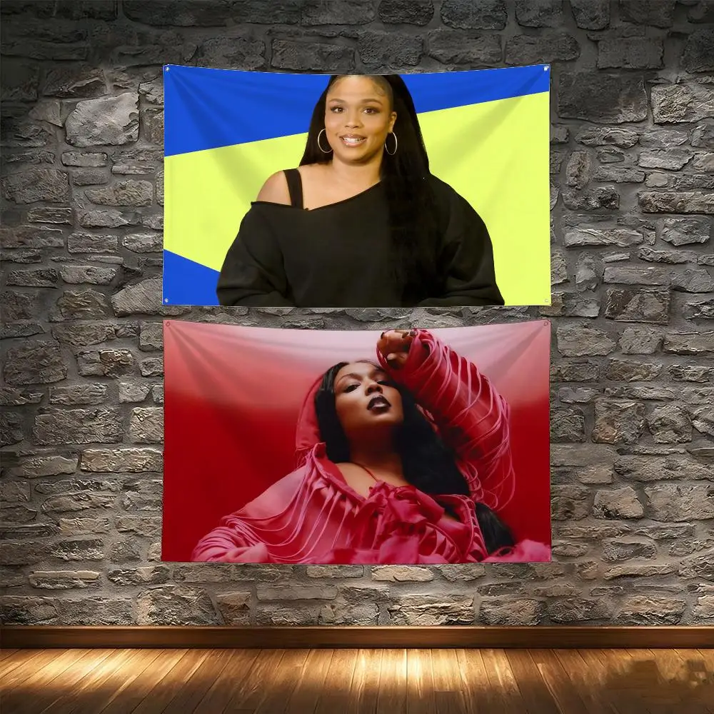 superstar L-Lizzo Flags Tapestry Creative Pattern Photo Living Room Wall Art Party Outdoor Decor