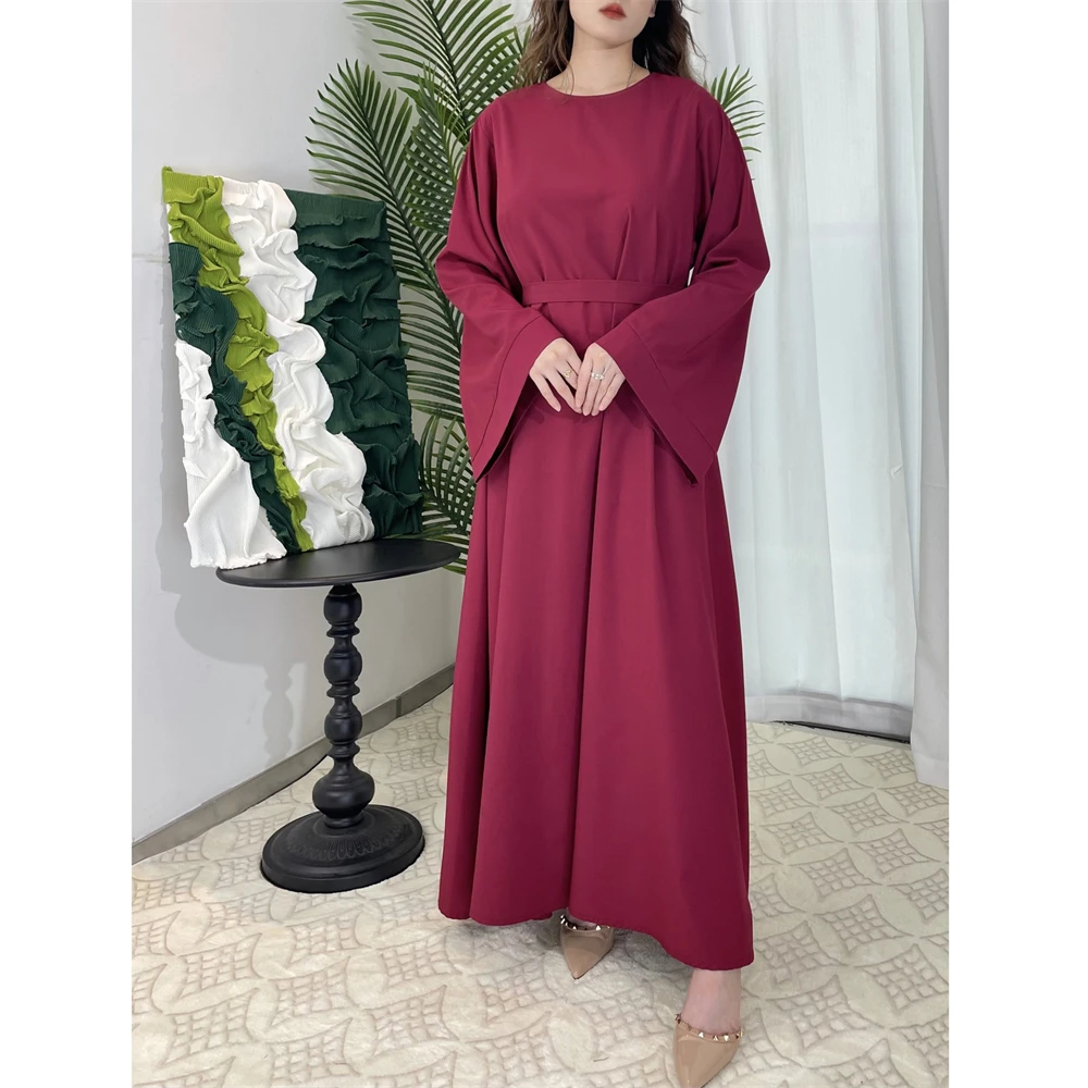 

Ramadan Women Muslim Modest Dress Eid Ramadan Islamic Clothing Dubai Turkey Abaya Kaftan Belted Jalabiya Arabic Robe Vestidos