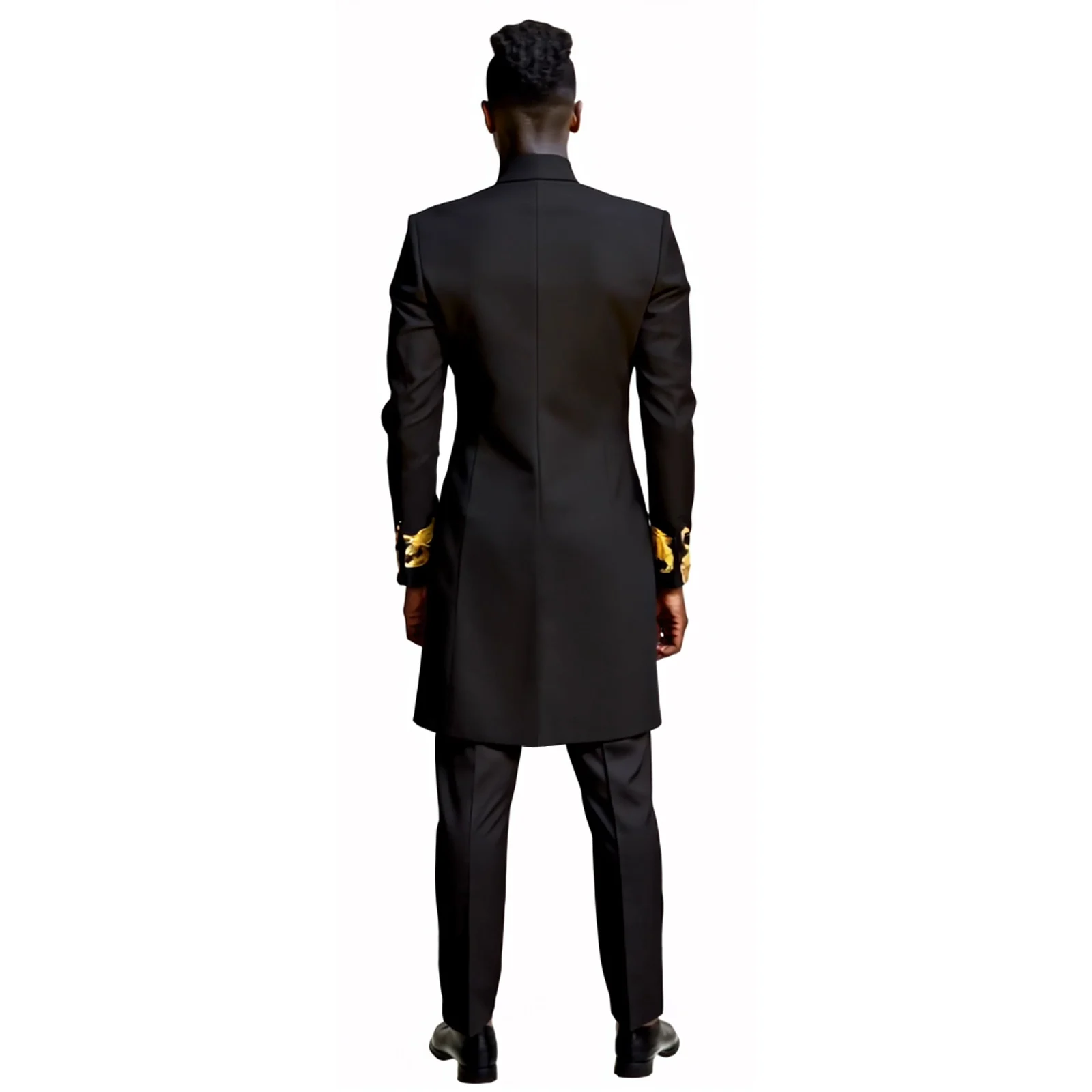 DBQ African Clothes for Men Slim Fit Suit Embroidery Single Breasted Gold Chain Blazer and Pants Suit 241050