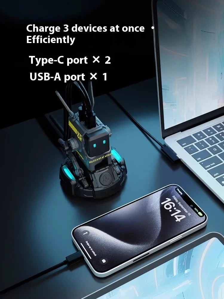 Gravastar Charger Alpha65 65w Three Interfaces Indicator Light Portable Quick Charger For Macbook Iphone Ipad Pc Gamer Man Gifts