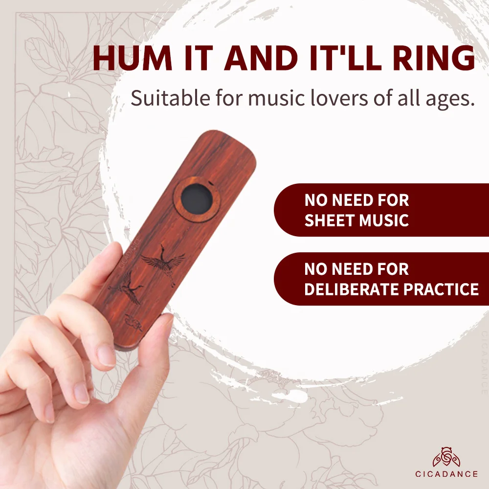 Wooden Kazoo Portable Wood Harmonica Guitar Ukulele Accompaniment With Replacement Membranes Musical Instrument Gifts