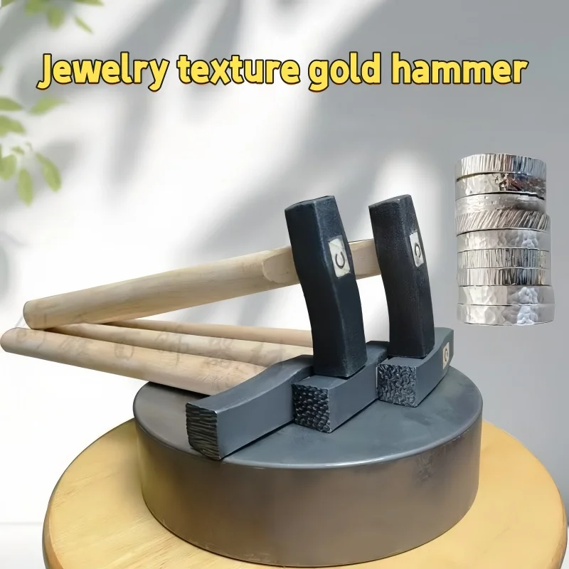 DIY Multi-Pattern Texture Hammer -  Square/Pit/Striped/Wave Tool for Gold Silver Ring Bracelet Crafting Tools