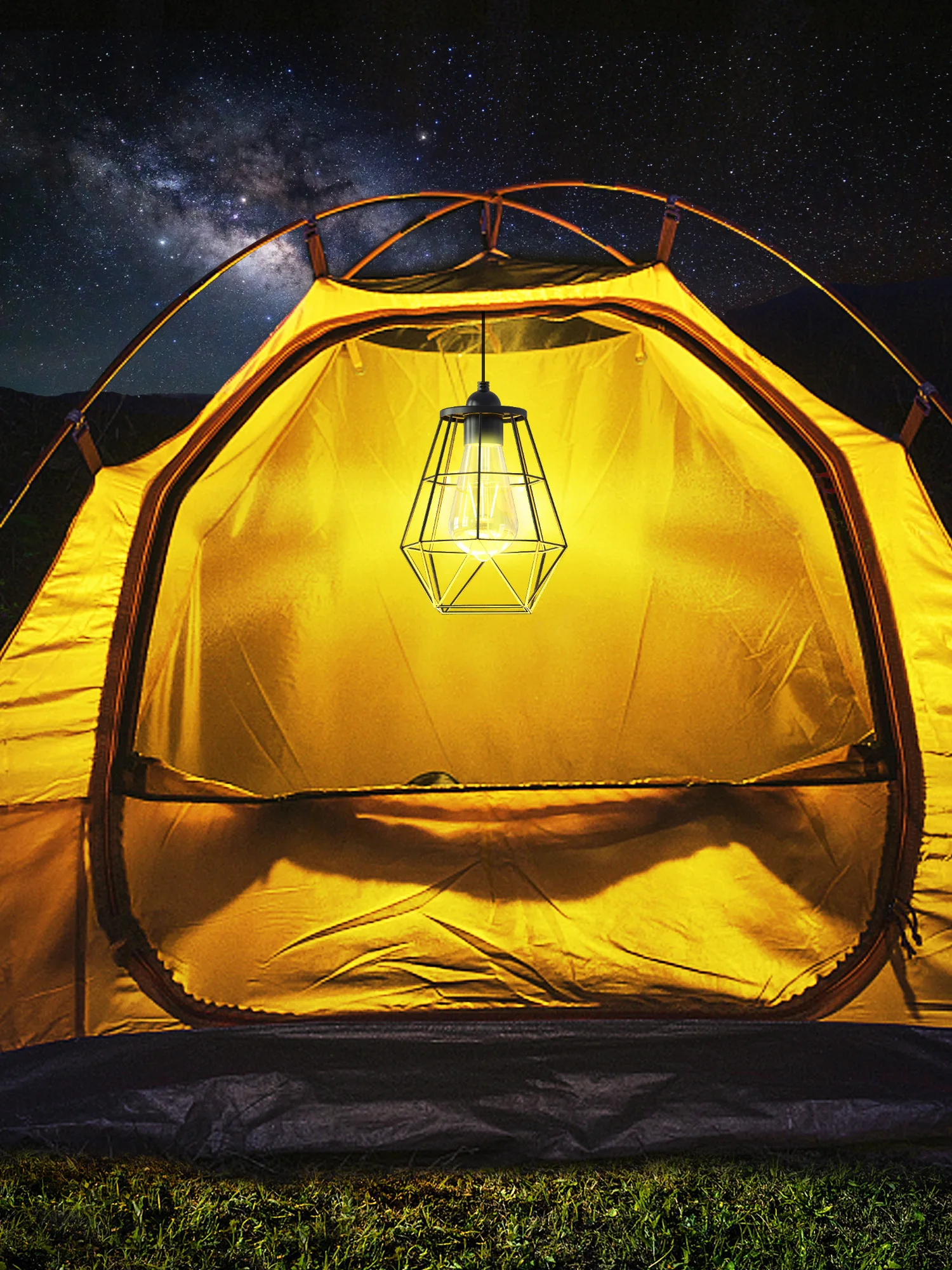 

2025 Мощный солнечный подвесной светильник с одной головкой, светодиодный светильник на солнечной энергии, супер яркий теплый свет, люстра для кемпинга, открытого сада