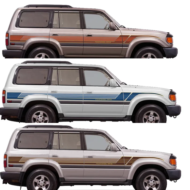 

Off Road 4 Wheel Drive Car Stickers Side Skirt Waistline Precut Stripe Decal Vinyl Graphics Blackout for Land Cruiser LC80 94-97