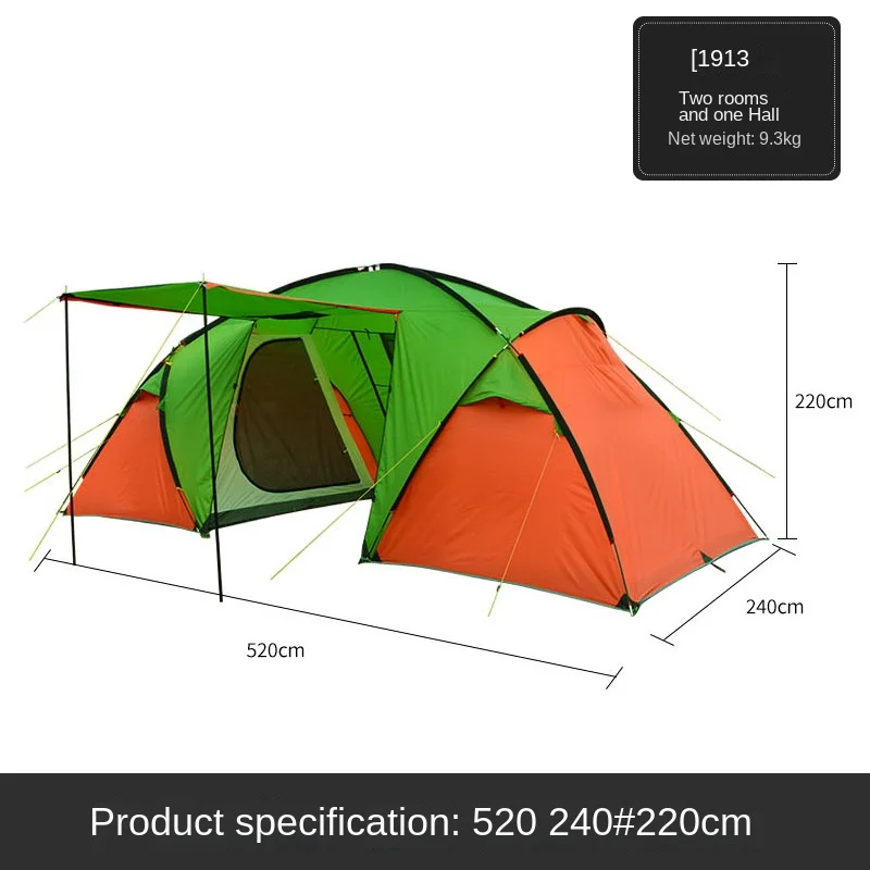 Luxury Two Room Big Camping Tent Family Outdoor Camping Camps Tents Cabin Shelter Outdoor Glamping Tunnel Tent