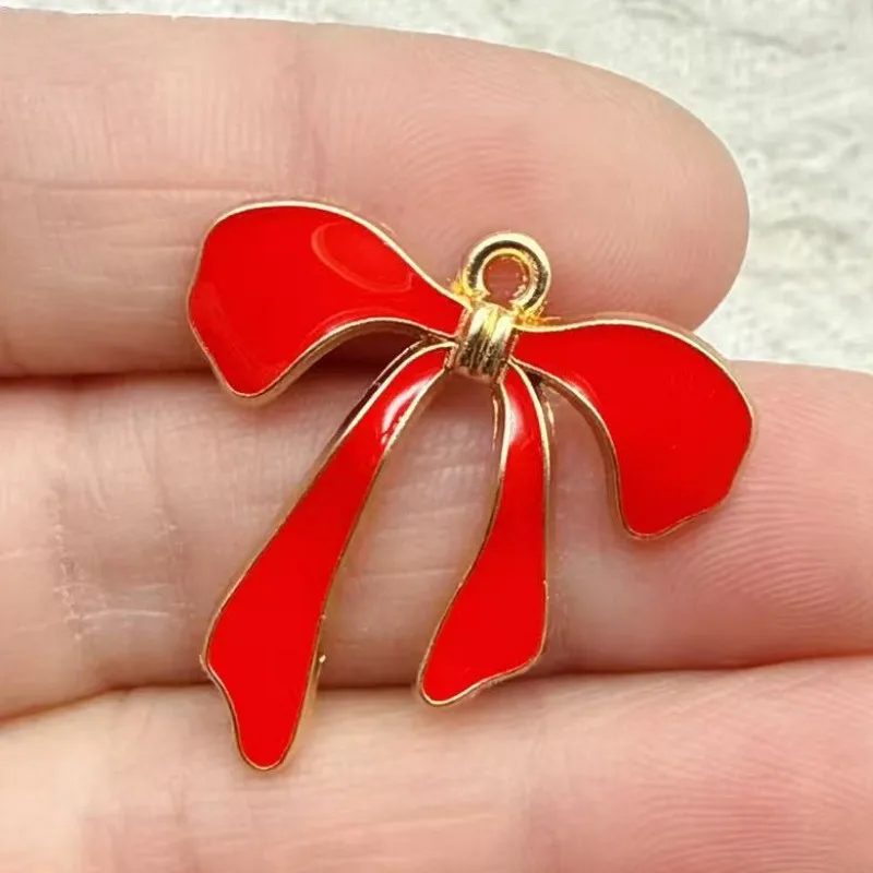 10pcs Bow Tie Metal Enamel Charms Pendant for DIY Earrings Necklace Bracelet Jewelry Making Keychain Accessory