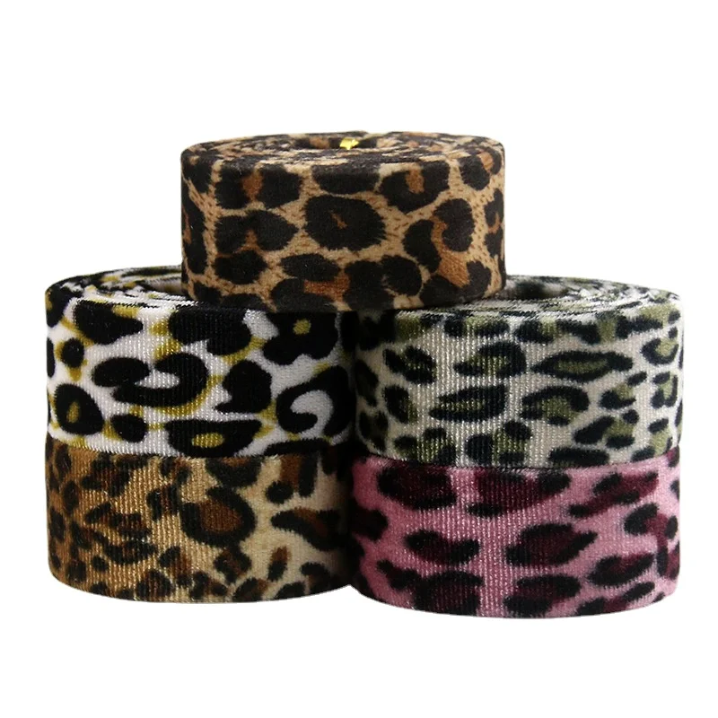 10/25/40mm Velvet Ribbon  Leopard Pattern Fabric  DIY Handmade Hair Bow Maker Tape Headwear Headband Making Crafts Accessories