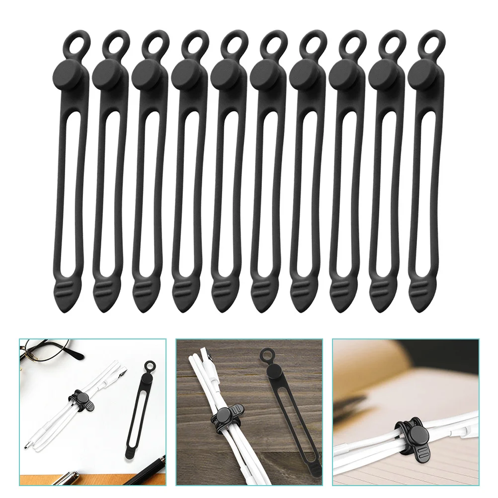 

10Pcs Silicone Cable Ties Reusable Wire Organizers Cord Holders for Cable Management Home Office Travel Use Silicone Cord Tie