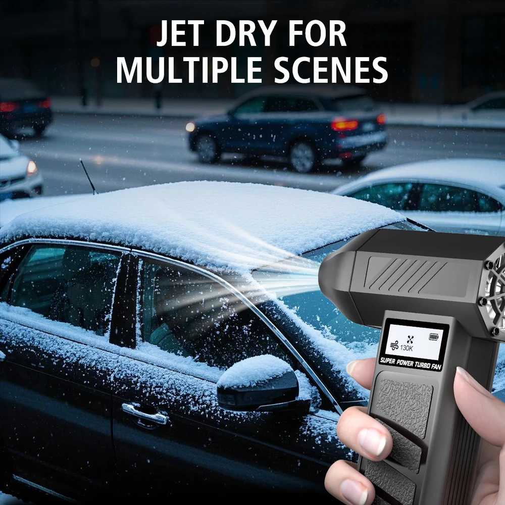 130000RPM Mini Cordless Air Blower Electric Air Duster Cleaning Tool Turbo Fan Portable Car Snow Blowing 4Gears Digital Air Pump