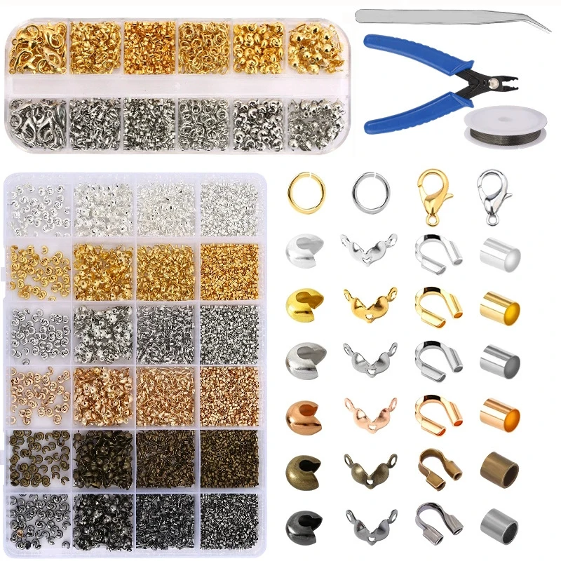 Kit de cuentas de engarce para suministros de joyería, Kit de cubiertas de cuentas de engarce con alicates para prensar cuentas, herramienta para hacer collares y pulseras