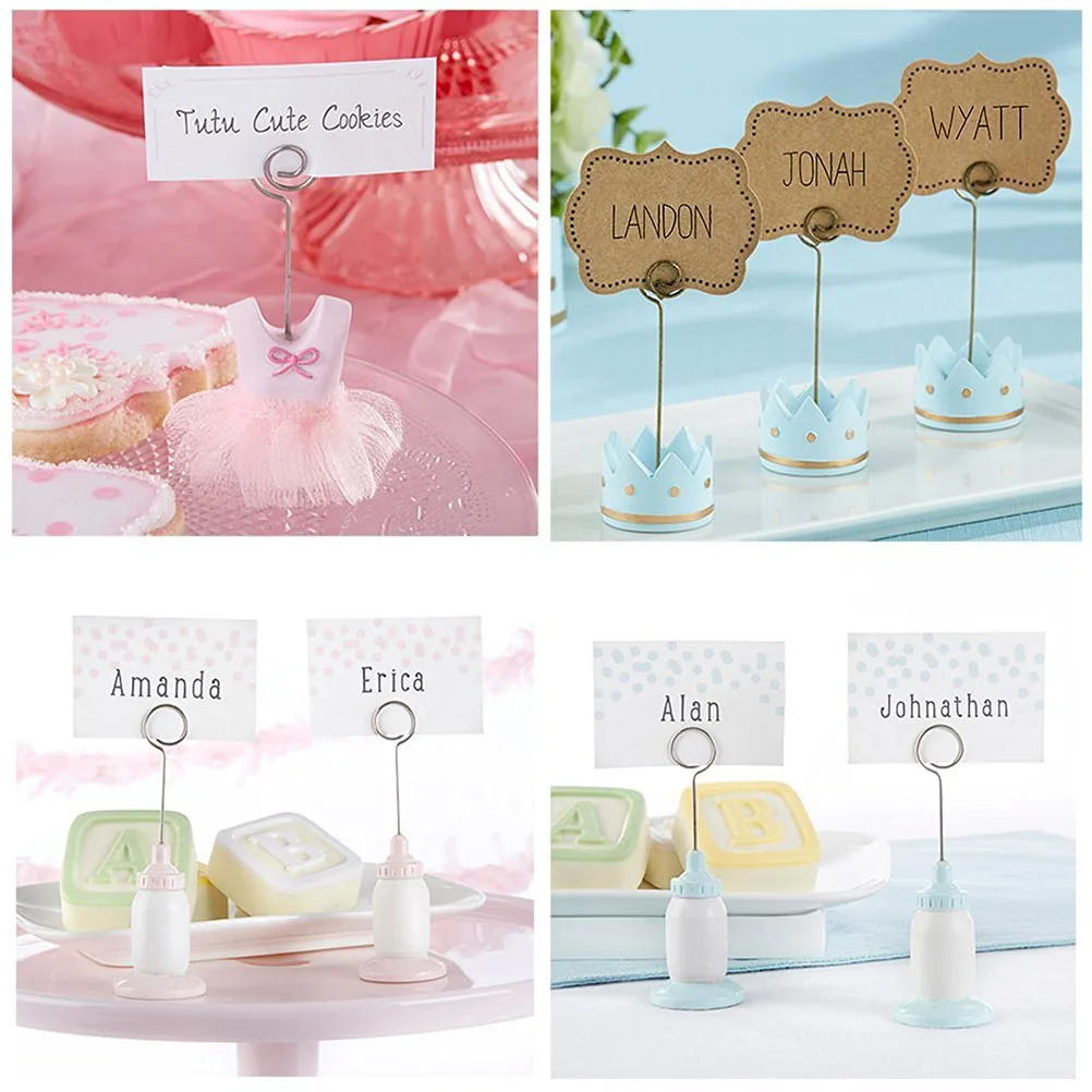 

6pcs Desktop Document Holder Base Table Decoration Wedding Party Bridal Shower Celebration Memo Clip Price Tag Organizer Tool