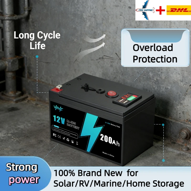 

Компактная литиевая батарея 12 В 200 Ач LiFePO4 Power Cell с интеллектуальным Bluetooth BMS для солнечной батареи Мобильные и солнечные приложения ️