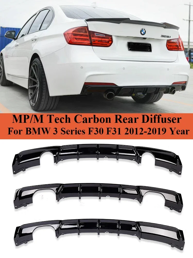 

Gloss Black MP Rear Bumper Diffuser Lip For BMW 3 Series F30 F31 2012-2019 Carbon M Tech Diffusor Body Kit 320i 328i M Sport