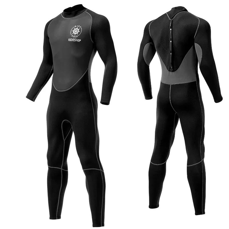 

STLF 3MM Diving Suit One-piece Cold Proof and Warm Surfing Black Gray Swimming Warm Free Diving Suit Can Be Customized