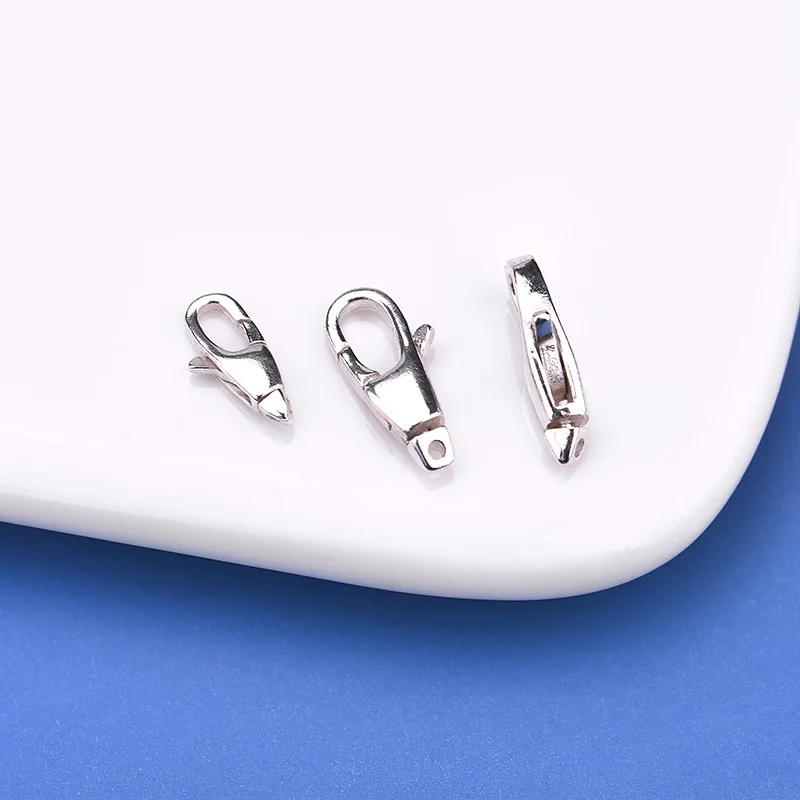 S925 Sterling Silver Simple All-Match Lobster Buckle Hook Buckle Hand-Knitted Accessory Diy  Clasps  Hooks jewelry