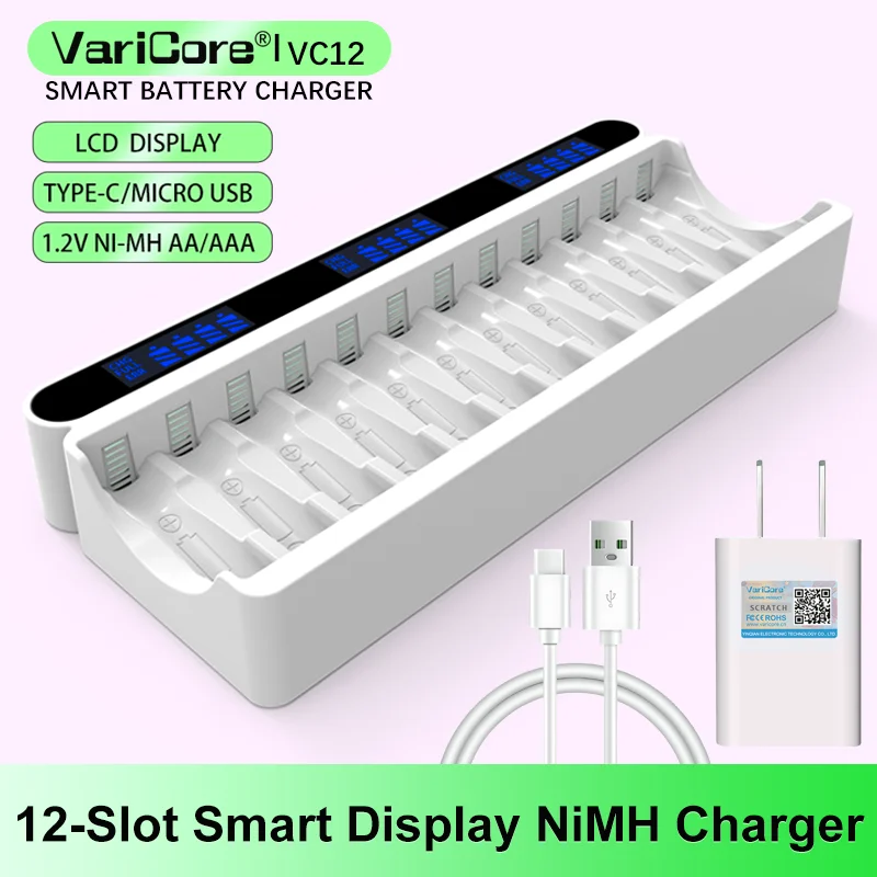 

VariCore AA Charger 12 slot intelligent charger for 1.2V AA/AAA Ni-MH/Ni-CD rechargeable battery